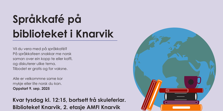 Bilde/illustrasjon for Språkkafé på biblioteket i Knarvik Språkkafé på biblioteket i Knarvik