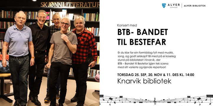 Bilde/illustrasjon for Formiddagskonsert med BTB – Bandet til Bestefar! Formiddagskonsert med BTB – Bandet til Bestefar!