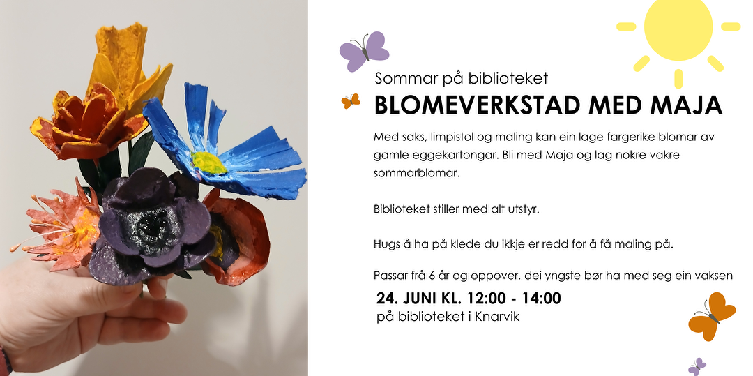 Bilde/illustrasjon for Sommar på biblioteket: Blomeverkstad med Maja